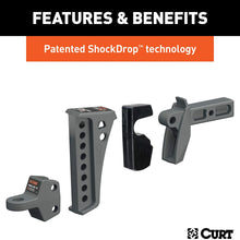 CURT 45949 Rebellion XD Adjustable Cushion Hitch Ball Mount 2-Inch Receiver, 15,000 lbs, 6-Inch Drop