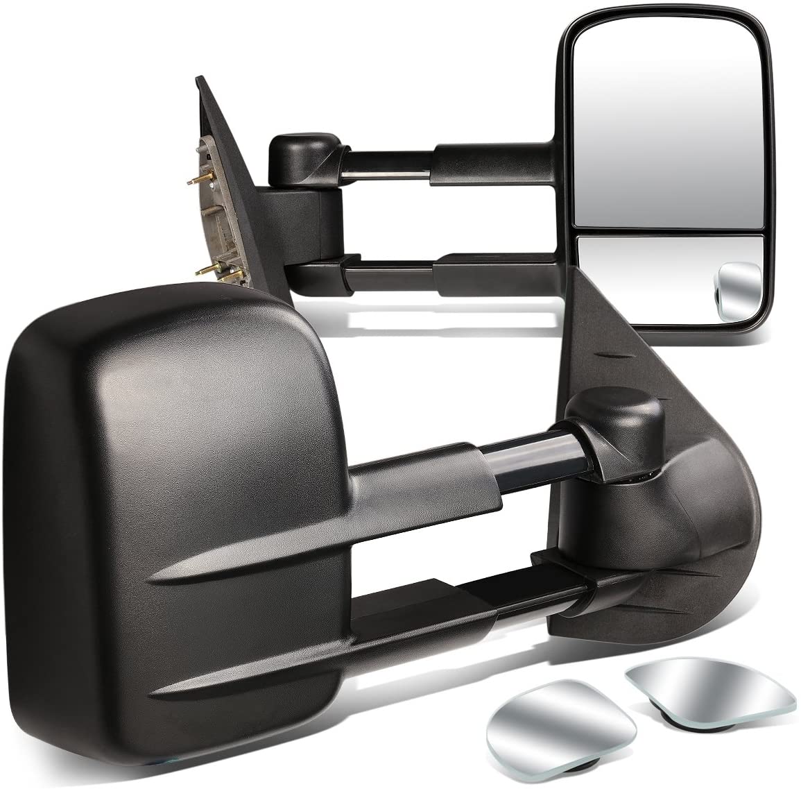 DNA Motoring TWM-003-T222-BK+DM-074 Pair of Towing Side Mirrors + Blind Spot Mirrors