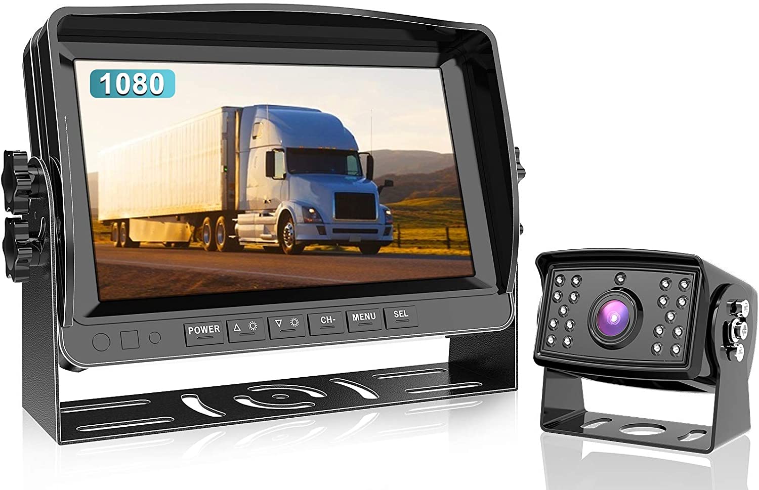 Fookoo Ⅱ HD 1080P Wired Backup Camera System Kit, 9 inch 1080P Reversing Monitor IP69 Waterproof Rear View Camera, Sharp CCD Chip, Parking Lines,Truck/Trailer/Box Truck/RV (DY901)