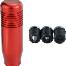 Abfer Black Car Shifter Knob, Metal Short Shift Handle Gear Knob with Adapter Aluminum Alloy Shifting Lever Head Fit Most Manual Automatic Transport Vehicles, 3.35inch