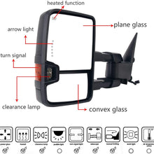 Perfit Zone 2007-2014 Silverado Towing Door Side Mirrors Power Heated LED Signal Lamps Passenger Right Side Driver Left Side Tow Mirror Pair Set