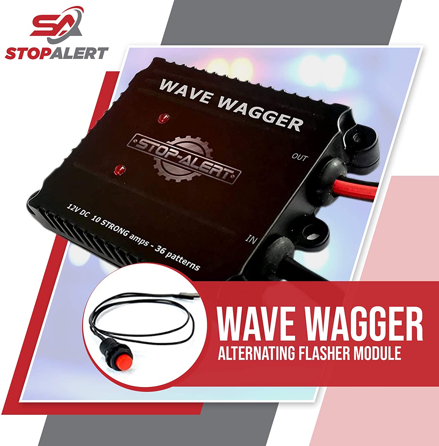 NEW Wig Wag 36 Pattern Wave Wagger - HEADLIGHTS Module 10 AMPS Electronic Alternating HEAVY DUTY Flasher Kit Relay for Emergency Trucks Police Cars & Ambulance - LED and other Lights 12-24V