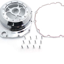 HTTMT MT313-001A- Blue LED Chrome See through Engine Clutch Cover Compatible with Suzuki GSXR1300 Hayabusa 1999-2013 / Suzuki B-king 2008-2009