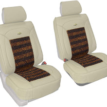 FH Group PU203102 Premium Leather Seat Leather Cushion Pad Seat Covers w. Cooling Rosewood Beads, Brown-Fit Most Car, Truck, SUV, or Van
