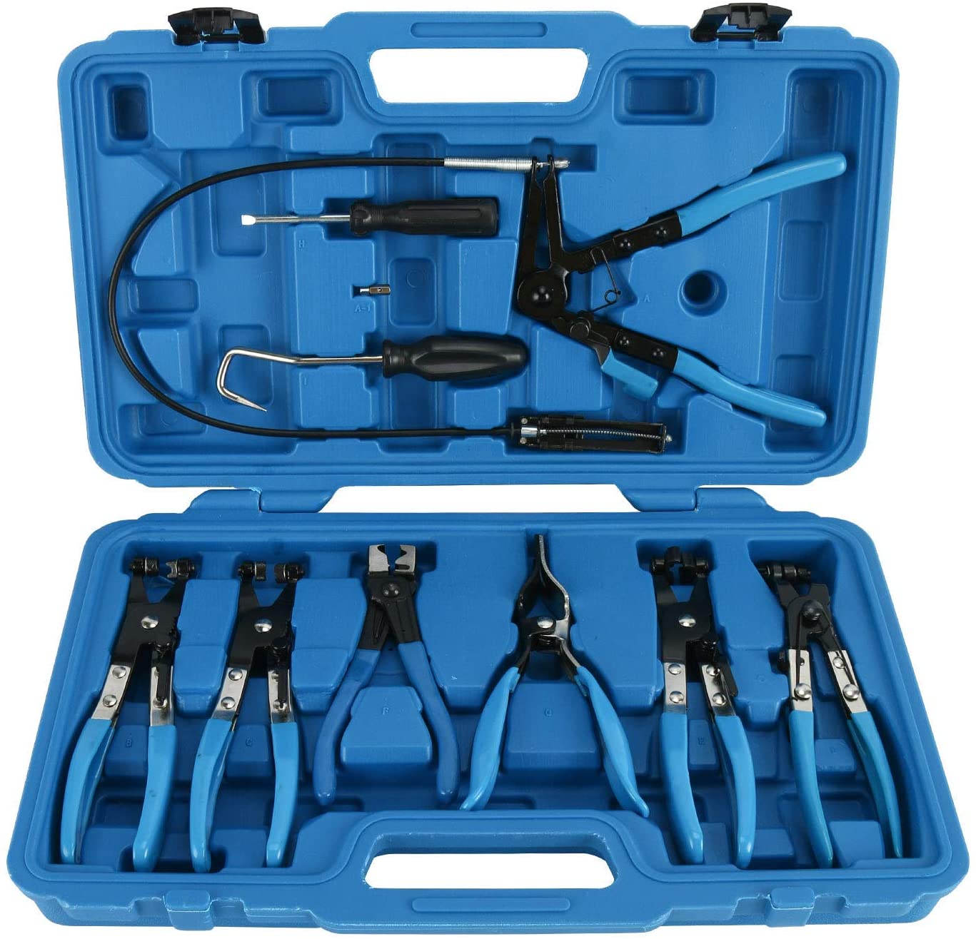 8MILELAKE 9Pcs Hose Clamp Pliers Tool Sets Wire Long Reach Replace Fuel Oil Water Hose Auto Tools Kits