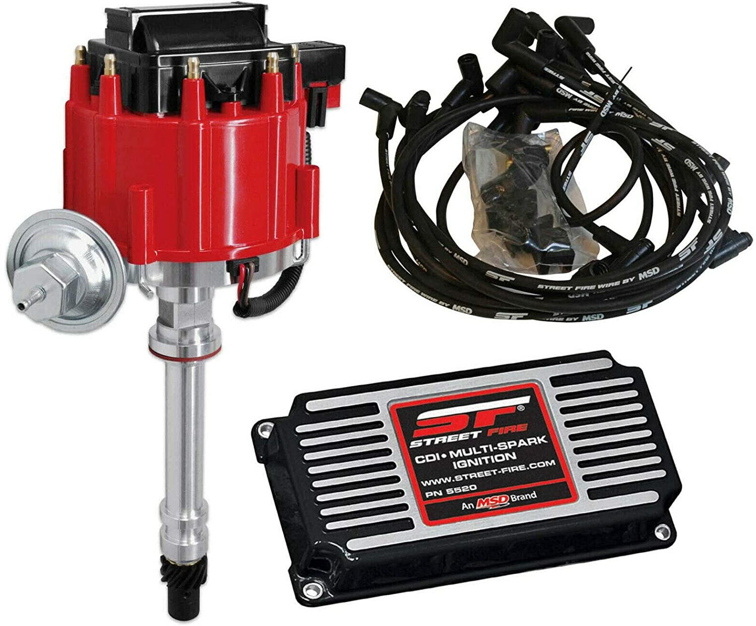 NEW MSD STREET FIRE IGNITION KIT,MSD STREET FIRE CHEVУ V8 GM HEI DISTRIBUTOR,MSD STREET FIRE IGNITION CONTROL BOX,MSD STREET FIRE SBC 350 HEI SPARK PLUG WIRE SET,COMPATIBLE WITH SMALL BLOCK CHEVУ V8