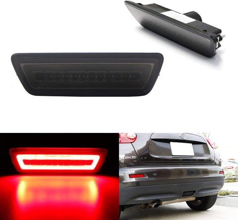 iJDMTOY Smoked Lens 3-In-1 LED Rear Fog Light Compatible With 11-14 Nissan Juke, 14-up Rogue, 15-up Murano, Red LED Running Light Assembly For Tail Brake Lamp & White LED Backup Reverse Light