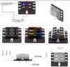 Automotive 1 in 6-Way PC Waterproof Fuse Box Holder 5A 10A 15A 20A Fuses Spade for Cars, SUV, RV, Buses, Yachts, Boats, etc. (blackA1)