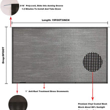Tentproinc RV Awning Sun Shade Screen 8' X 15'3'' - Brown Mesh Sunshade UV Blocker Complete Kits Motorhome Camping Trailer Canopy Shelter - 3 Years Limited Warranty