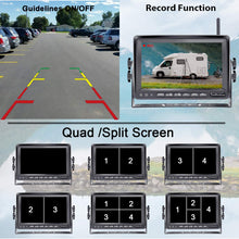 LeeKooLuu F14 Wireless Digital Backup 4 Cameras 7” DVR Quad Split Monitor for RVs Trucks Trailers Bus 1080P High-Speed Observation System Rear View Side View Cameras with Grid Lines DIY Setting