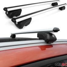 OMAC Automotive Exterior Accessories Roof Rack Crossbars | Aluminum Silver Roof Top Cargo Racks | Luggage Ski Kayak Bike Carriers Set 2 Pcs | Fits Hyundai Santa Fe 2019-2021