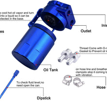 SPEEDWOW Aluminum Oil Catch Can Tank Filter Baffled With Breather Filter And Hose Kit Universal (Blue)