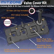 Valve Cover Set with Bolts & Oil Cap & Gaskets & Spark Plug Tube Seals & PCV Valve Compatible with 2004-2016 Nissan Armada NV2500 NV3500 Pathfinder Titan Infiniti QX56 Part# 13264-ZE01A 13264-ZE00A