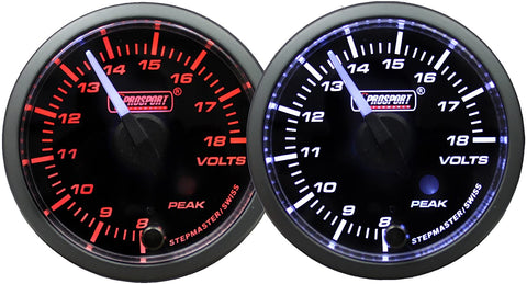 Volt Gauge- Electrical Amber/white Premium Clear Lens with White Pointer Series 52mm (2 1/16