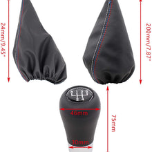 XtremeAmazing 5 Speed Manual Shift Knob with Leather Gear Lever Shifter and Handbrake Boot Cover Gaiter Black