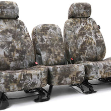 Rear SEAT: ShearComfort Custom Kryptek Neo-Supreme Seat Covers for Toyota Corolla (2020-2020) in Black w/Kryptek Neo-Supreme Banshee for 40/60 Split Back Solid Bottom w/Pullout Arm and 3 Molded.
