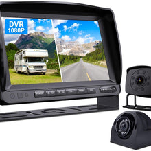 ZEROXCLUB Wired Backup Camera for Truck RV Trailer, FHD 1080p 7-inch Monitor with 2 Camera for Watching Blind Spot of Back and Side,for Long Vehicle Bus Lorry 5th Wheel (BC02)