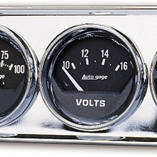 AUTO METER 2349 Autogage Black Oil/Water/Volt Gauge with Chrome Console