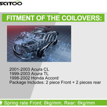 Coilover Struts Suspensions Shock Struts Kits Assembly SCITOO Full Set Shocks Struts Kits Fit for 2001 2002 2003 Acura CL, 1999 2000 2001 2002 2003 Acura TL, 1998 1999 2000 2001 2002 Honda Accord