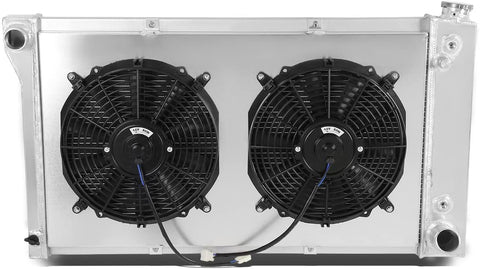 DNA Motoring RA+FS-CK67-3 3-Row Radiator with Fan Shroud