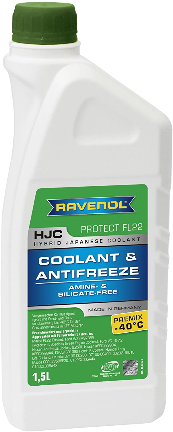RAVENOL J4D2092-1 HJC Compatible with FL22 Coolant Antifreeze Premix (Hybrid Japanese Vehicle Coolant) (5 Liter)