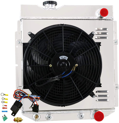 ALLOYWORKS 3 Row All Aluminum Radiator+Shroud Fan+Relay For 1964-1966 Ford Mustang /1963-1965 Falcon Comet AT/MT V8