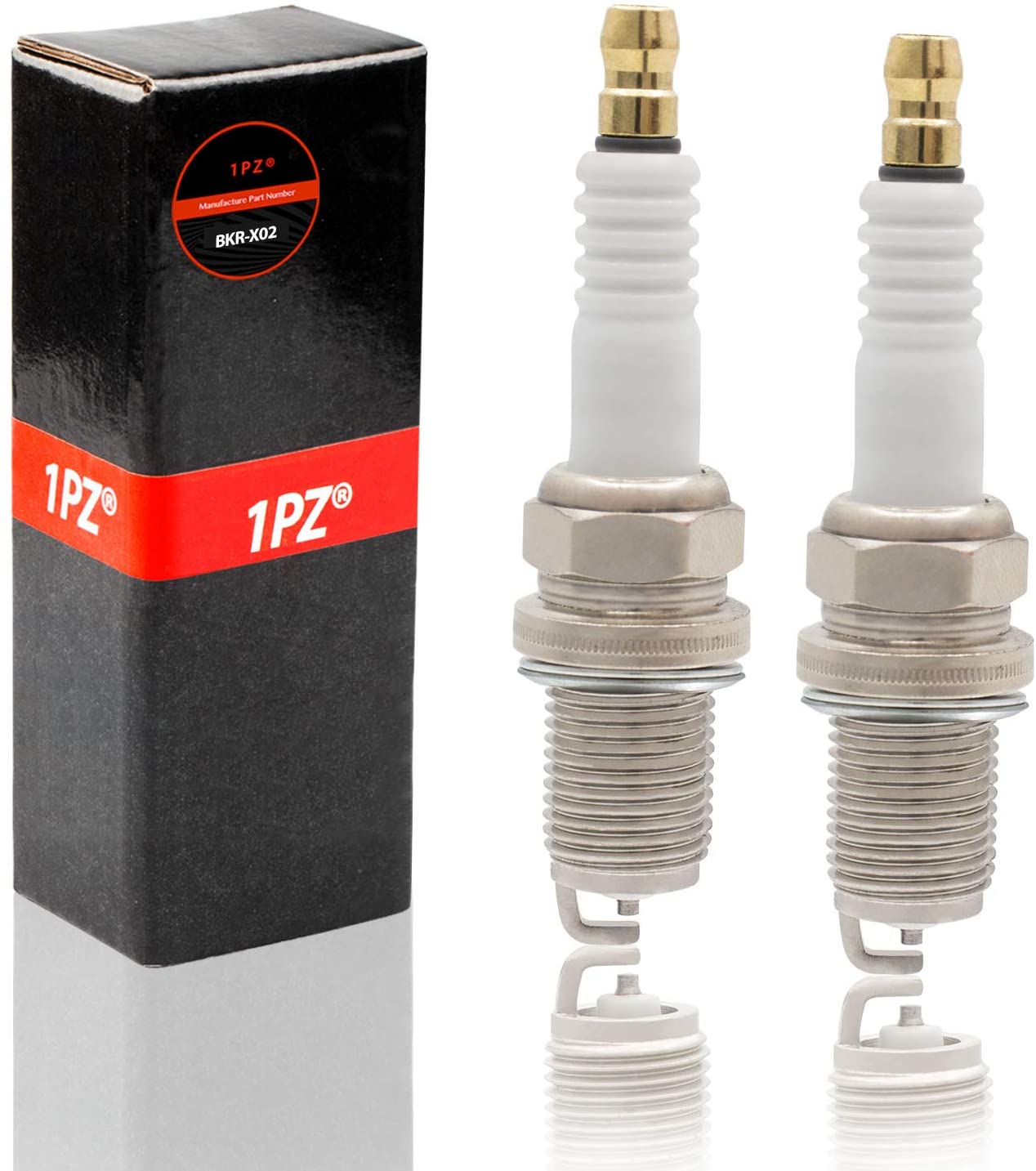 1PZ BKR-X02 Removable Terminal Nut Spark Plug for Polaris Trail Boss 330 Trail Boss 325 2000 2001 2003 2004 2005 2006 2007 2008 2009 2010 2011 (Pack of 2)