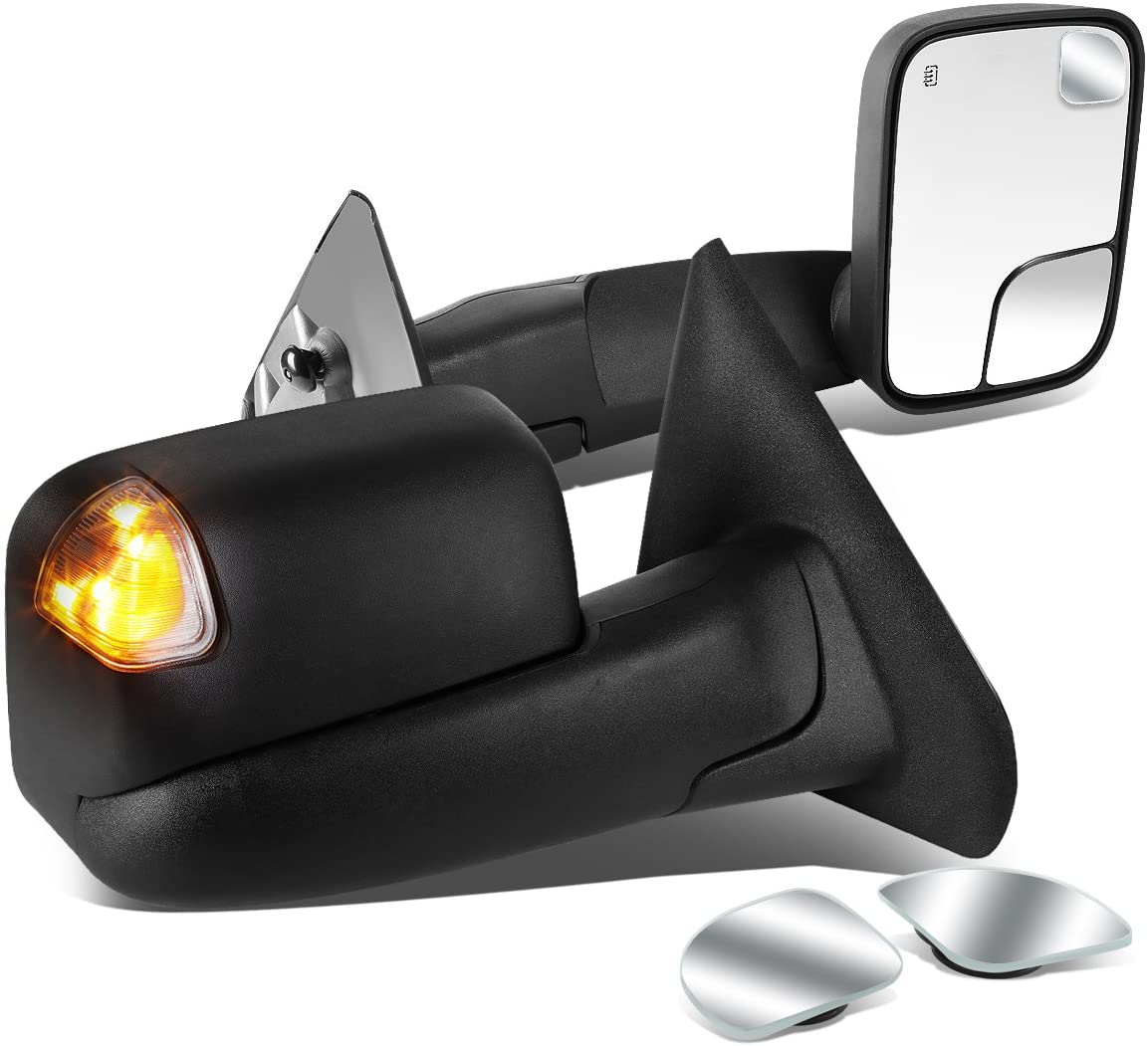 DNA Motoring TWM-012-T888-BK-SM+DM-074 Pair of Towing Side Mirrors + Blind Spot Mirrors