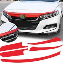 Xotic Tech 5pcs Sporty Red Pre-Cut Front Hood Grille Grill Molding Trim Waterproof Protector Sticker for Honda Accord 2018 2019 Sedan