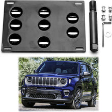 Xotic Tech for Jeep Renegade 2015+ Black Front Bumper Tow Hook License Plate - No Drill Mounting Bracket Adapter Kit