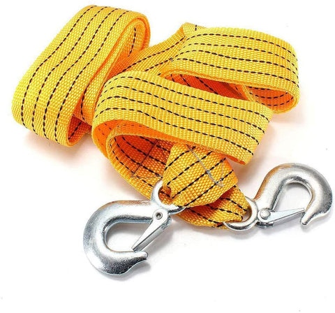 Wangyihan 300cm Yellow car NylonTow Rope durableStraps with forging Iron Hook