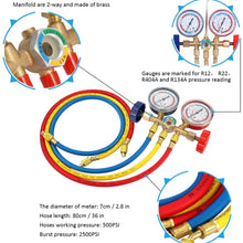 Refrigerant Manifold Gauge Set, KKmoon Refrigerant Manifold Gauge Set Air Conditioning Tools with Hose and Hook for R12 R22 R404A R134A
