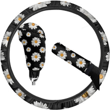 Babrukda Car Interior Accessiores for Women - 15 Inch Adjustable Streering Wheel Cover+Auto Gear Shift Knob Cover+Handbrake Cover Set Mandala Flower Non-Slip Soft Fit Most Cars Sedan SUV Van Truck