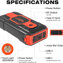 Battery Starter for Car, NEXPOW 2500A 22000mAh Portable Car Jump Starter Q9B (up to 8.0L Gas/8L Diesel Engines) 12V Auto Battery Booster Pack with USB Quick Charge 3.0, Type-C
