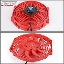 Compatible For HONDA CIVIC EK EG D15 D16 1992-2000 Aluminum Racing Radiator Replacement 3 Row 52mm+ 12" Red Radiator Cooling Fan