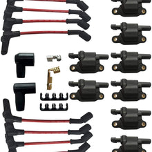 MAS 8 Pcs Square Ignition Coil with One Set Wires Compatible with Cadillac Chevy GMC Pontiac G8 Grand Prix H3 Tahoe Yukon Silverado Impala Trailblazer Avalanche 5.3L 6.0L V8 (8 coils & one set wires)