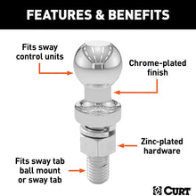 CURT 40093 Replacement Trailer Sway Control Ball, 1-1/4-Inch Diameter, 5/8-Inch x 1-3/4-Inch Shank