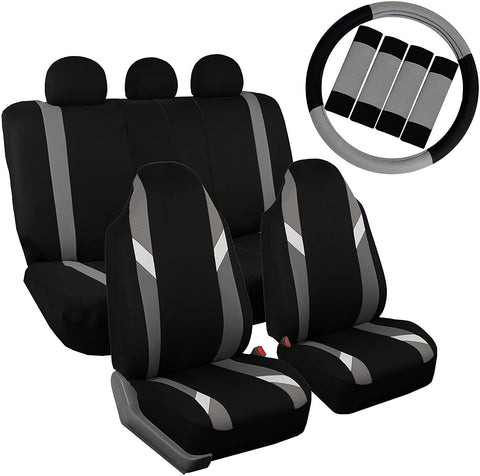 FH Group FB113113 Supreme Modernistic Seat Covers (Red) Full Set with Gift – Universal Fir for Cars, Trucks & SUVs