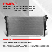 1553 OE Style Aluminum Core Cooling Radiator Replacement for Dodge Ram 2500 3500 Pickup Truck 5.9L 94-02