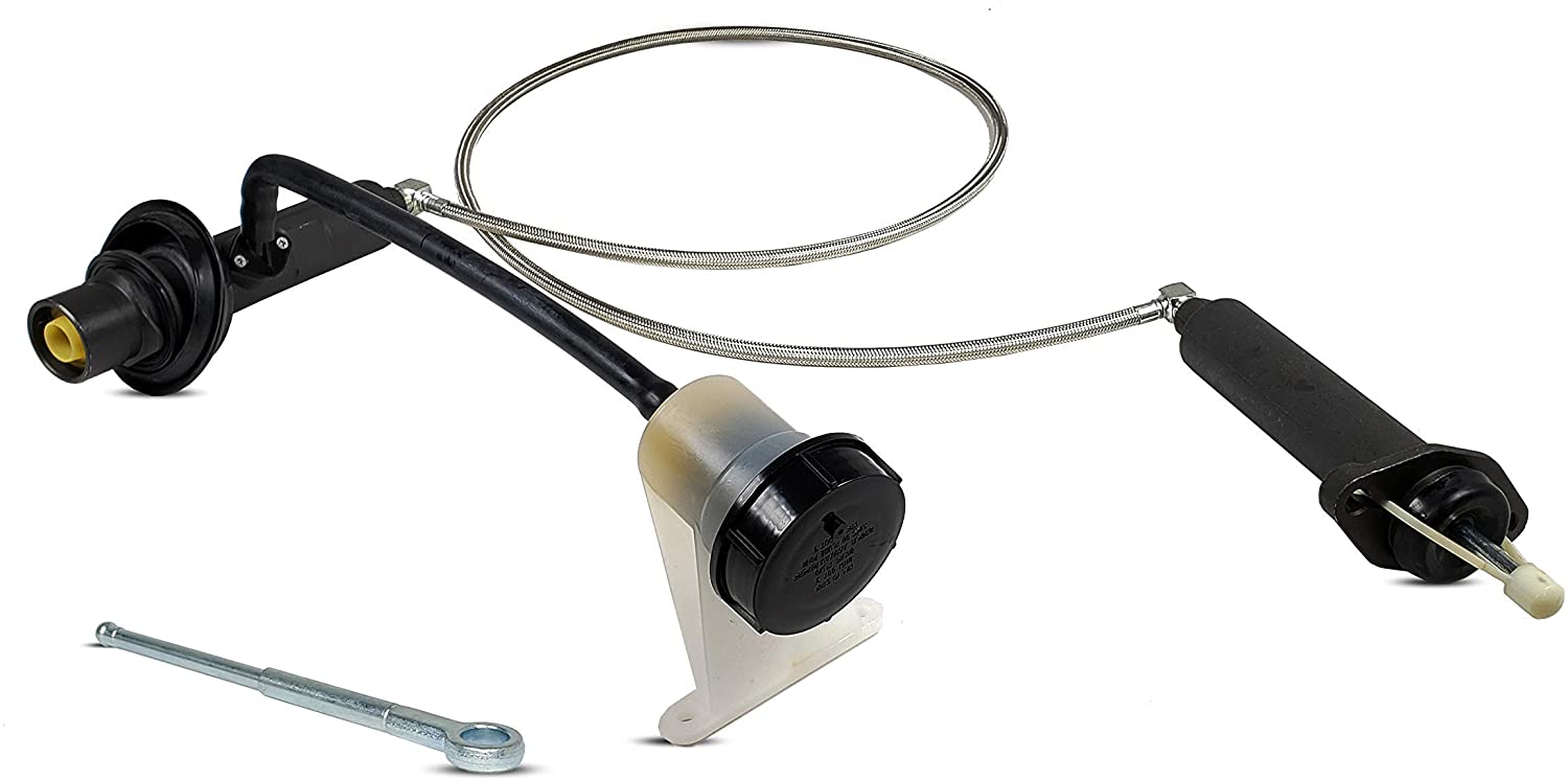 Pre-Filled Clutch Master And Slave Cylinder With Line Assembly compatible with Ram 1500 Ram 2500 Ram 3500 Lujo Runner St Laramie Custom Ws Sport Base 1994-2000 3.9L V6 5.2L V8 5.9L V8 GAS