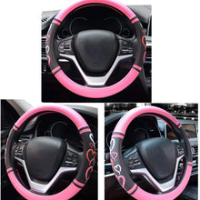 Didida Steering Wheel Covers for Women Men Couple New 3D Heart Embossing Love Cartoon Microfiber Leather Universal 15 Inch (Pink)