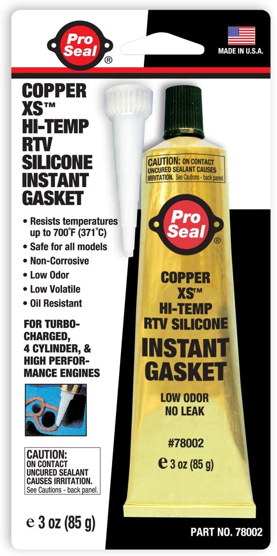 Pro Seal 78002 Copper XS Hi-Temp RTV Silicone Instant Gasket. 3 oz.