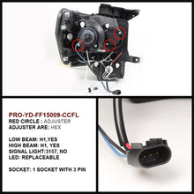 Spyder 5030108 Ford F150 09-14 Projector Headlights - Halogen Model Only (Not Compatible With Xenon/HID Model) - CCFL Halo - LED (Replaceable LEDs) - Black - High H1 (Included) - Low H1 (Included)