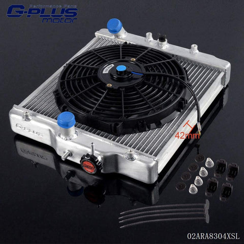 2 Row 42MM Aluminum Racing Radiator Stop Leak Replacement For HONDA CIVIC B16 B18 Type R 1992-2000 In/Out 32mm +12