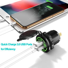 YONHAN Quick Charge 3.0 Dual USB Car Charger with Switch, Waterproof 36W 12V USB Outlet Fast Charger Power Outlet for Marine Boat Motorcycle Truck Golf Cart and More Red
