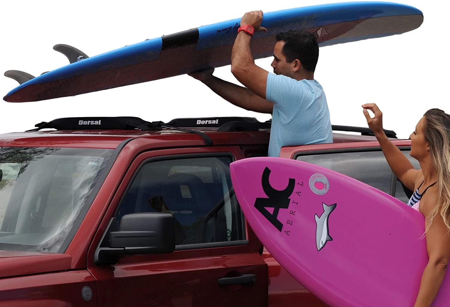 DORSAL Premium Wrap-Rax Soft Surfboard Roof Rack, Universal Fit for Cars and SUVs