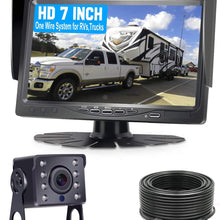 Yakry Y14 HD DIY One Wire System Backup Camera 7 Inch Monitor Kit for RVs,Trucks,Trailers,Campers IP69K Waterproof IR Night Vision Rear View High-Speed Observation System
