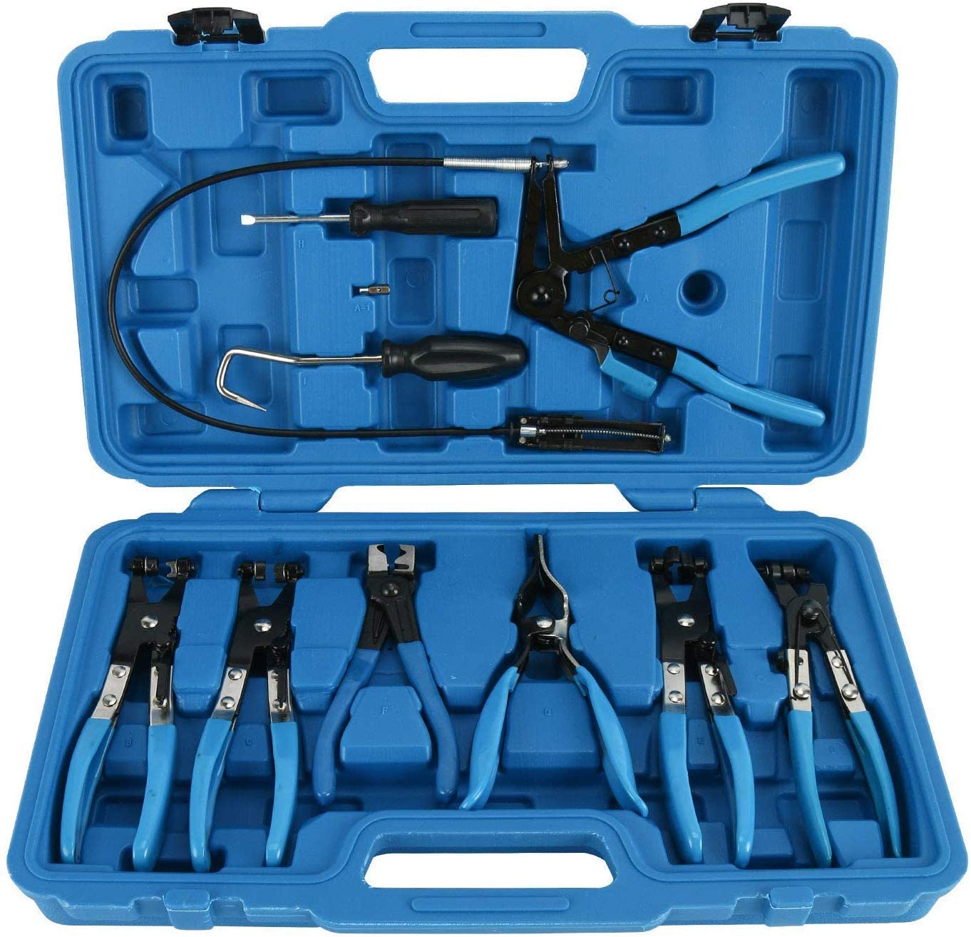 8MILELAKE 9pcs Wire Long Reach Hose Clamp Pliers Tool Set (Red)