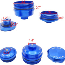 Billet Aluminum Blue Cap Kit Fuel Filter Caps & Oil Filter Cap & Oil Filter Cap Set with O-ring Compatible with F250 F350 with 6.0L Powerstroke Engines 2003-2007