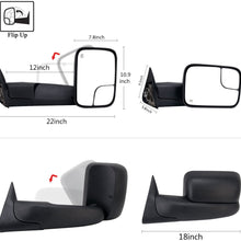 Perfit Zone TOWING MIRROR PAIR SET Replacement for 98-02 RAM 1500 2500 3500 Powered Heated Black